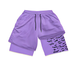 Lavender Squiggle Camo Gym Shorts - Sk 029