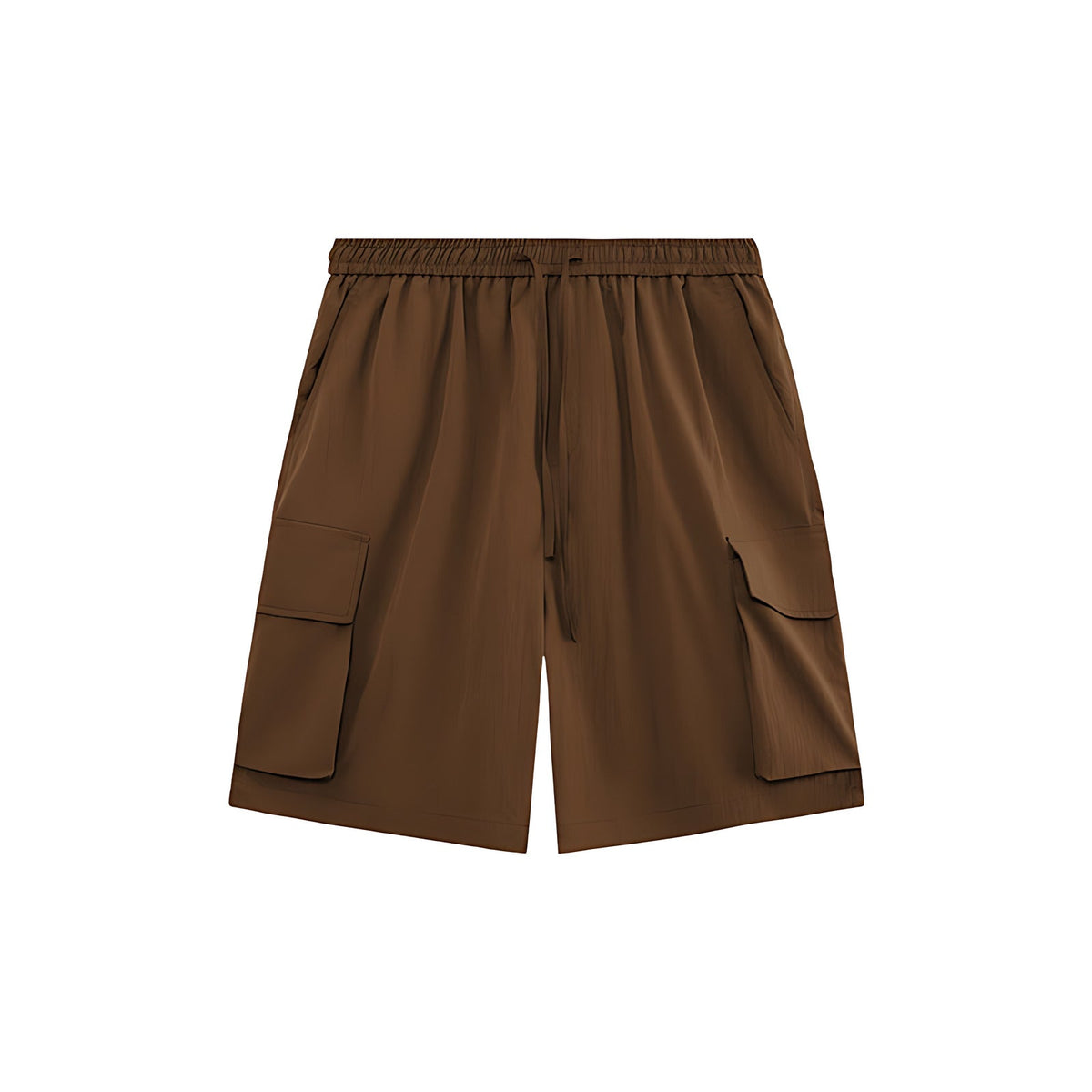 Wrinkle-Textured Cargo Shorts - Brown