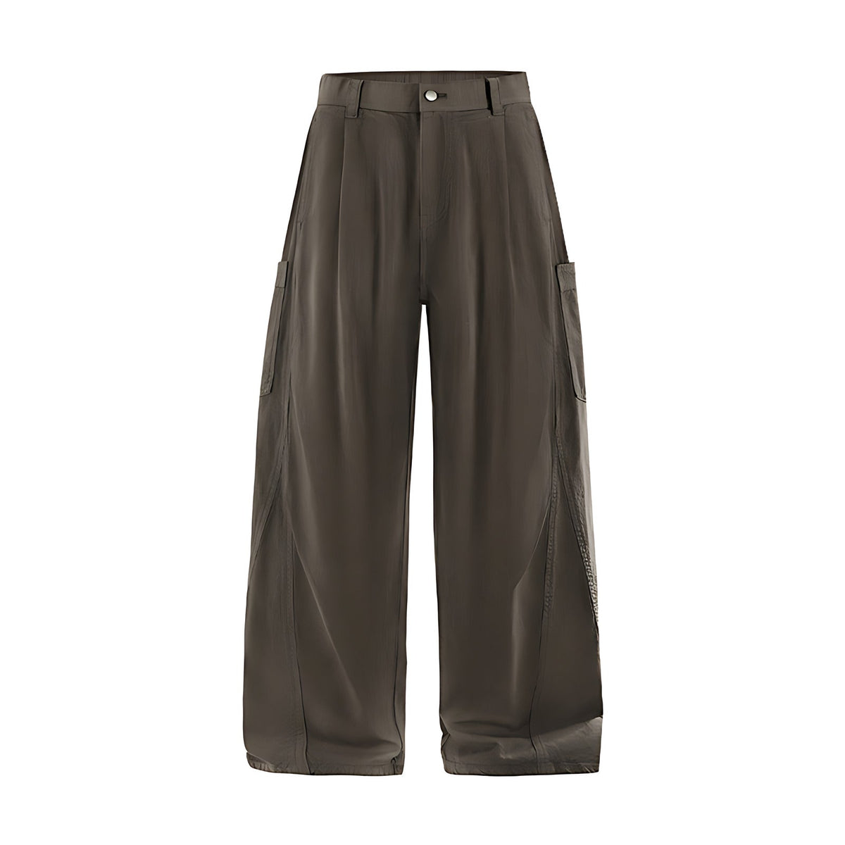 Cotton Wide-Leg Cargo Pants - Brown