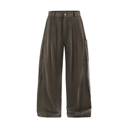 Men's Pleated Cotton Cargo Pants - Brown