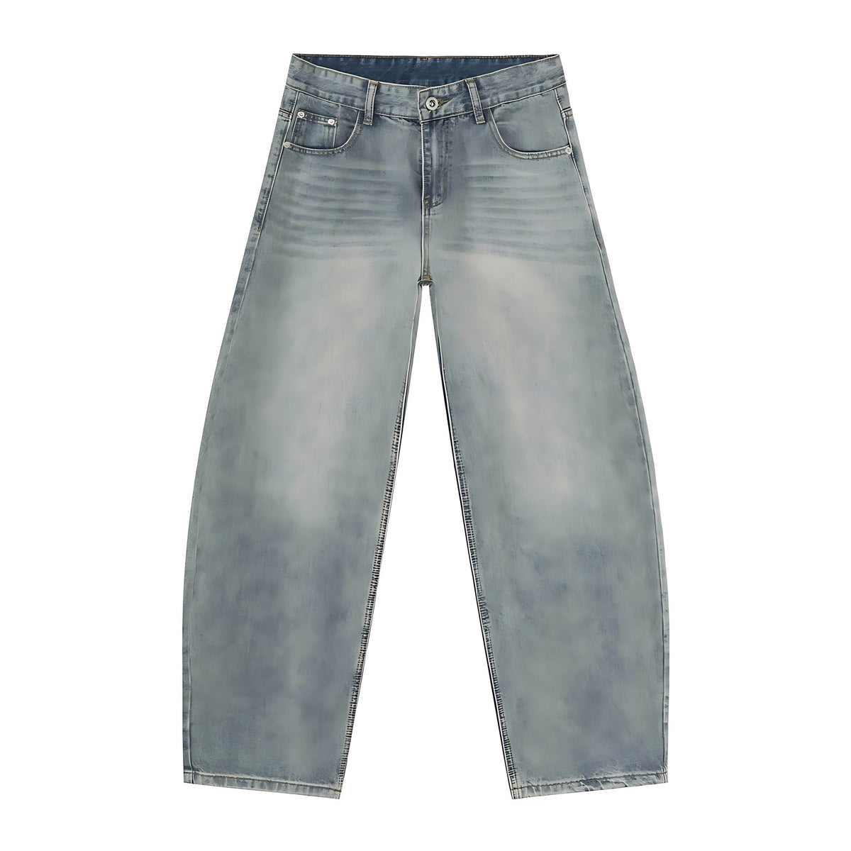 Straight-Leg Cotton Stretch Pants - Blue