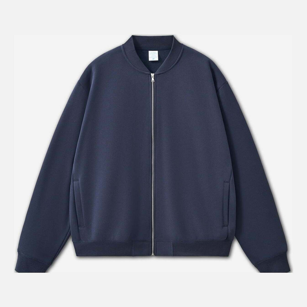 Men's baseball varsity jacket in blue, front